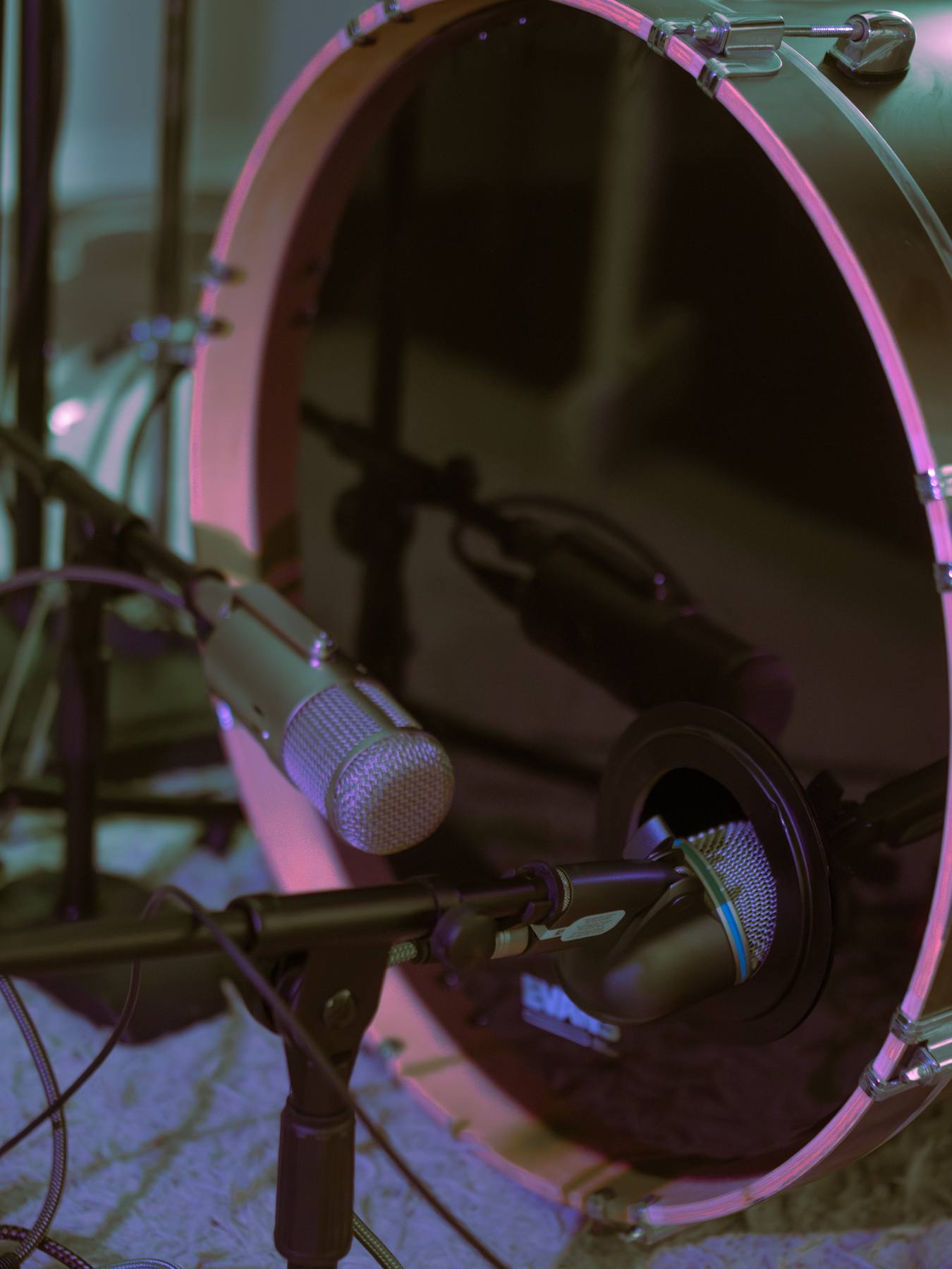 Mic’d kick drum in the live room